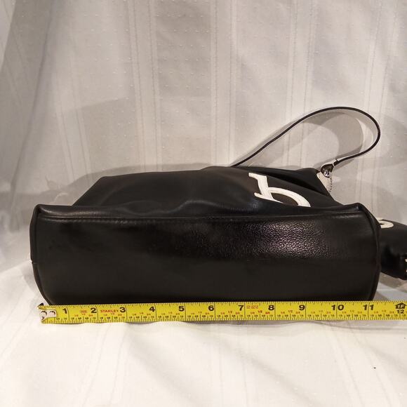 Strada Black & White Vinyl Shoulder Bag w/ Mini Pouch NWT Organizer - Picture 10 of 11